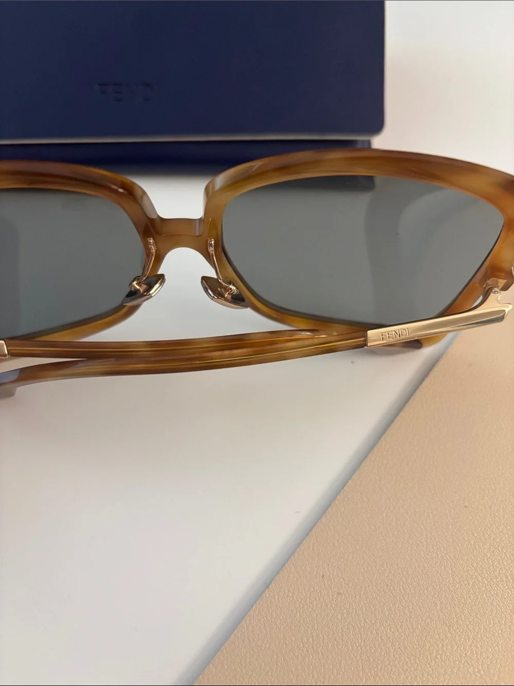 Fendi Oversized Square Sunglasses in Amber Brown with Gray Lenses